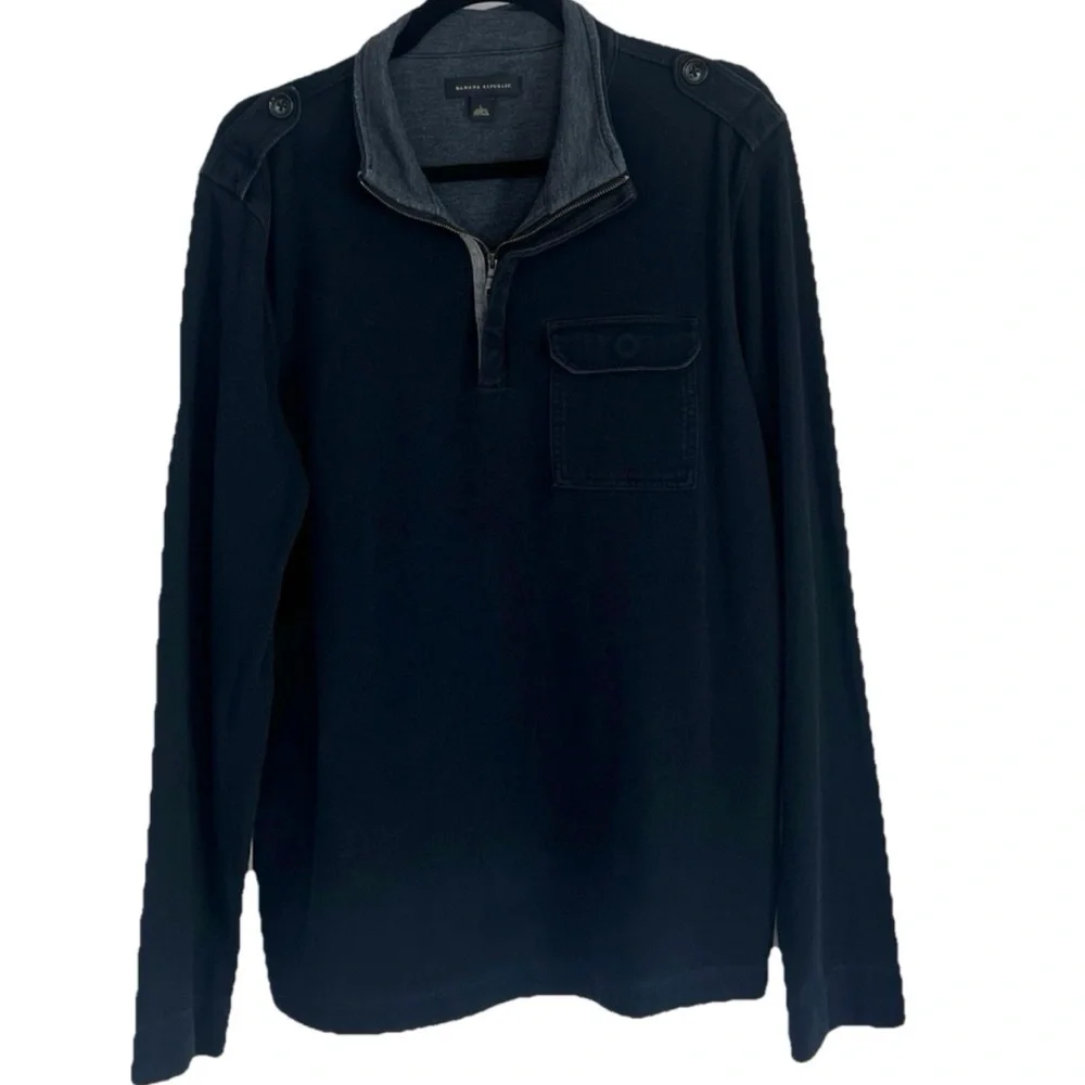 Banana Republic Men’s 1/4 Zip Collared Long Sleeve Blue Pullover Sweatshirt L